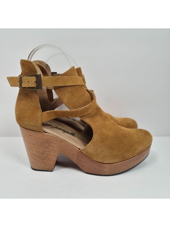 Free People Shoes - Free People Cedar Clog Women's Taupe Chunky Platform Heels US Size 9 EU 39